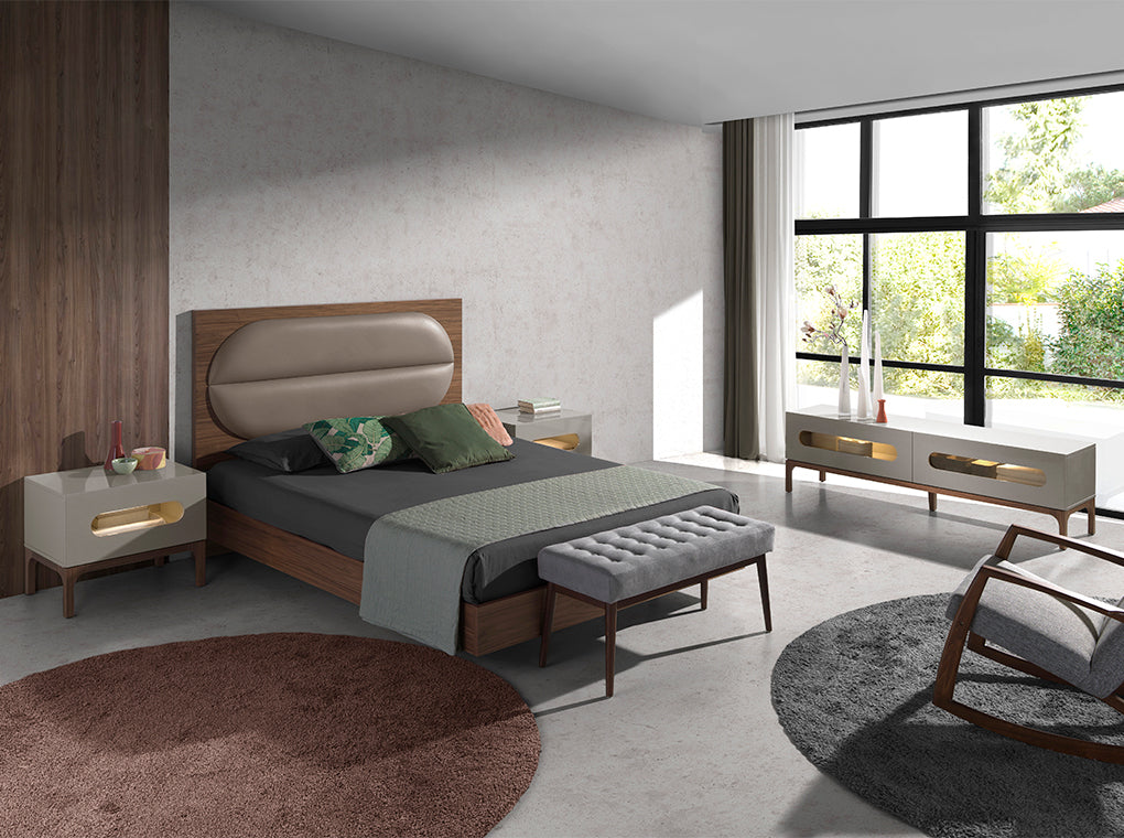 Cómoda de TV de madera gris y nogal con iluminación interior Angel Cerdá