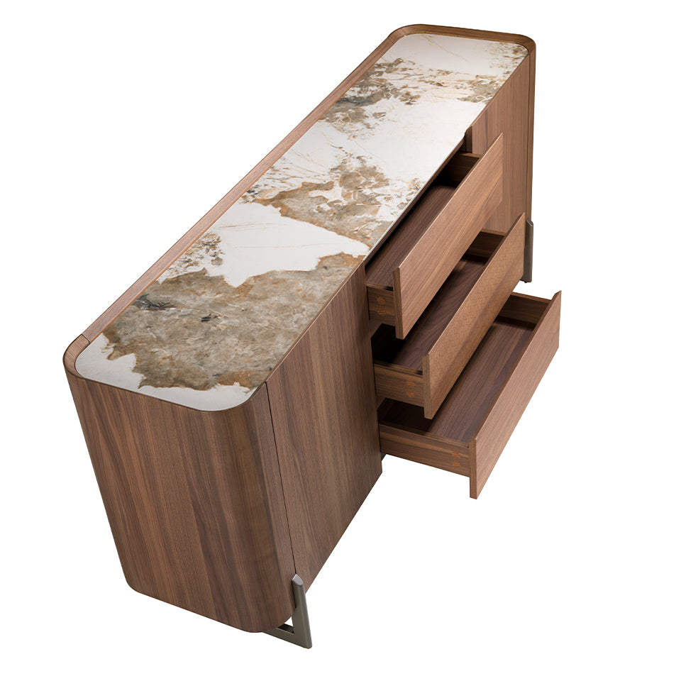 Cómoda de Nogal con encimera de Mármol Porcelanizado Angel Cerdá
