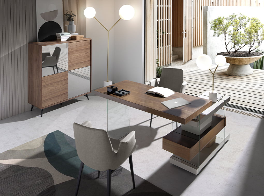 Silla tapizada con tela gris Angel Cerdá