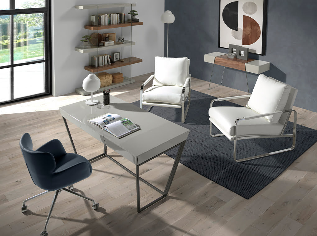 Silla de Oficina Giratoria de Cuero Ecológico Azul