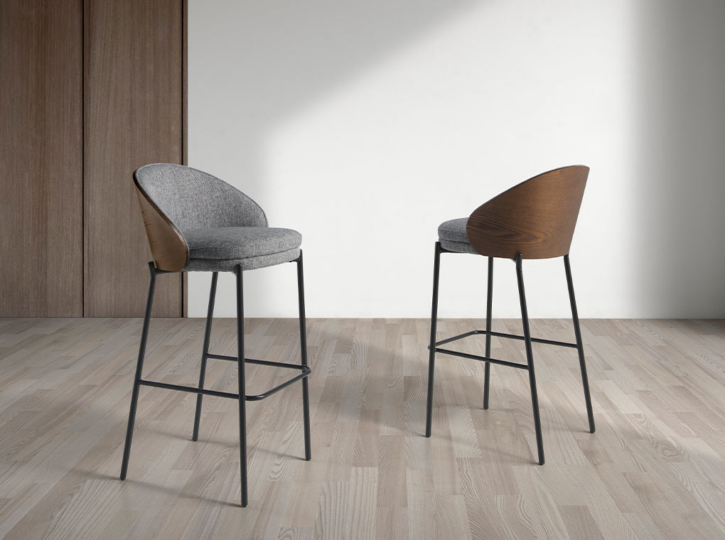 Taburete moderno gris con patas negras | Luxet.es