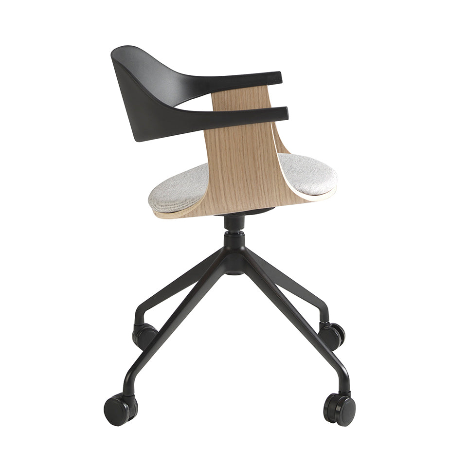 Silla de Oficina Giratoria con Tela Gris y PVC Negro