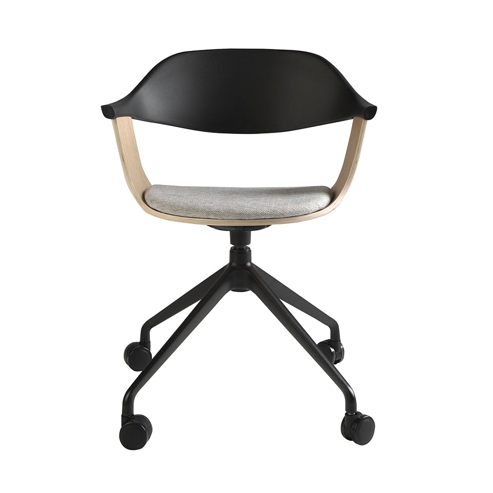 Silla de Oficina Giratoria con Tela Gris y PVC Negro