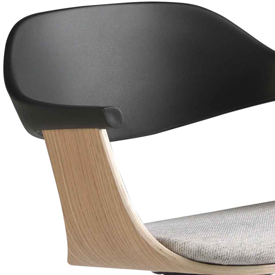 Silla de Oficina Giratoria con Tela Gris y PVC Negro