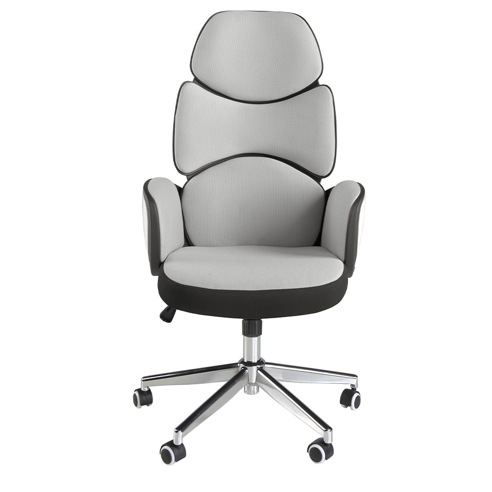 Silla de oficina giratoria con tapicería gris y respaldo brillante blanco Angel Cerdá