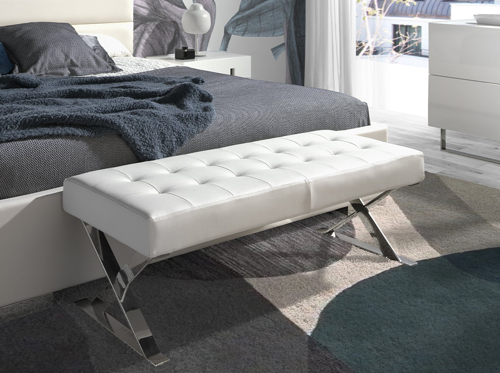 Banqueta blanca de eco-cuero con diseño moderno Angel Cerdá