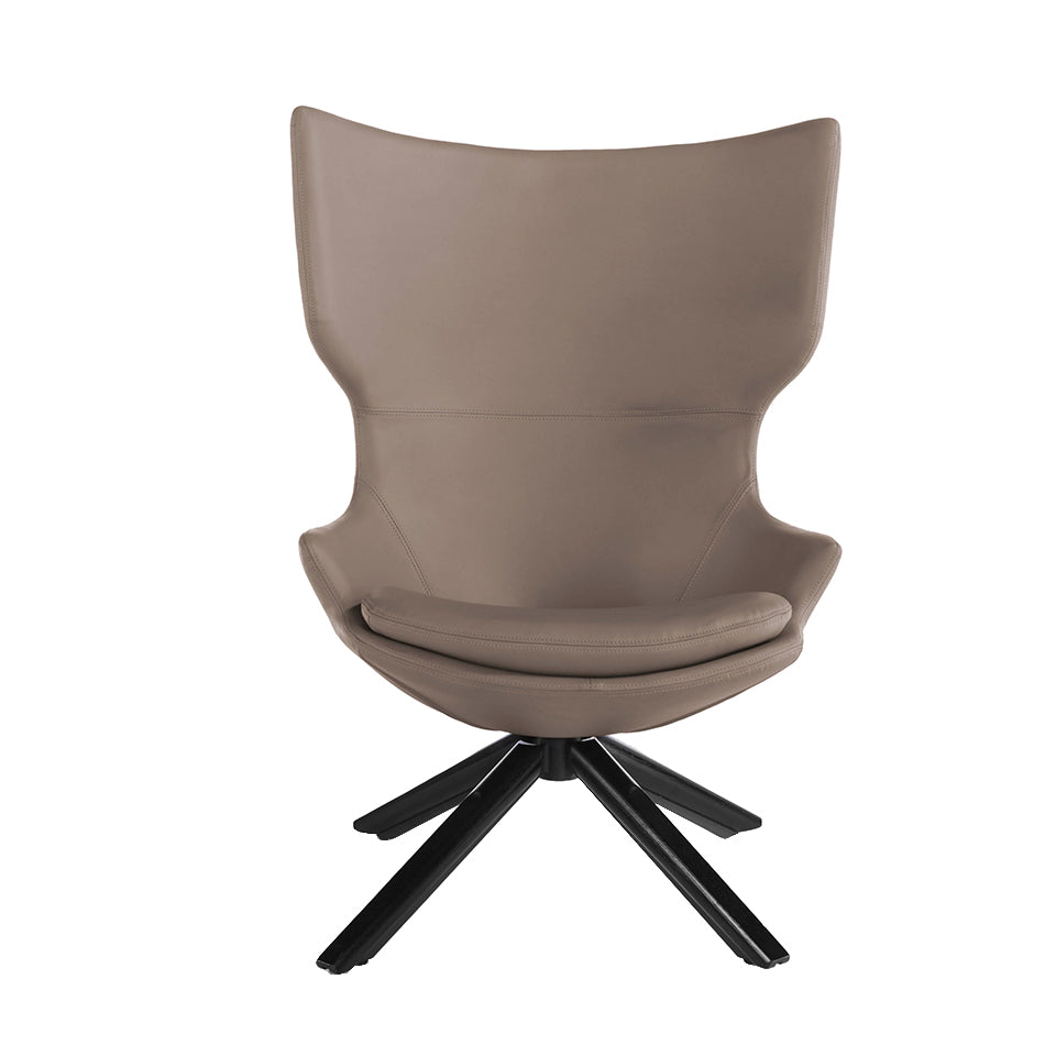 Silla giratoria de madera de Wenge Angel Cerdá - Piel ecológica Mink y cojín en el asiento