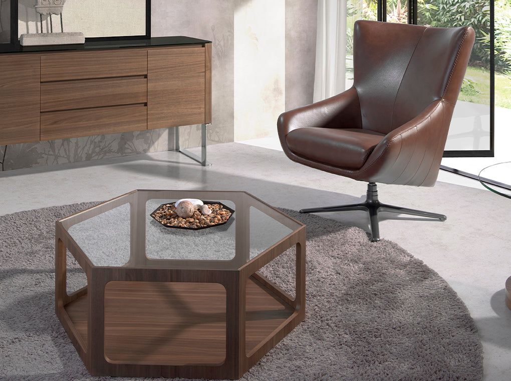 Sillón giratorio de piel con cojín desmontable Angel Cerdá