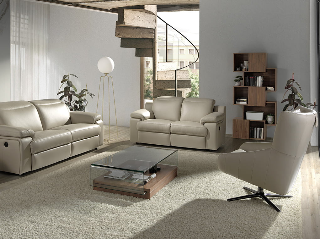 Sillón giratorio de piel con cojín desmontable Angel Cerdá