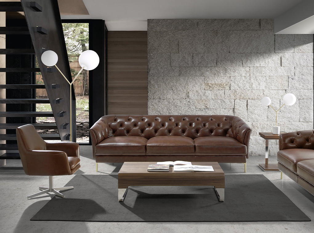 Sillon Giratoria Tapizada en Piel Angel Cerdá