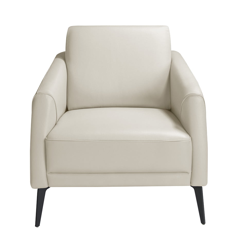 Sillón tapizado en piel gris topo de Angel Cerdá