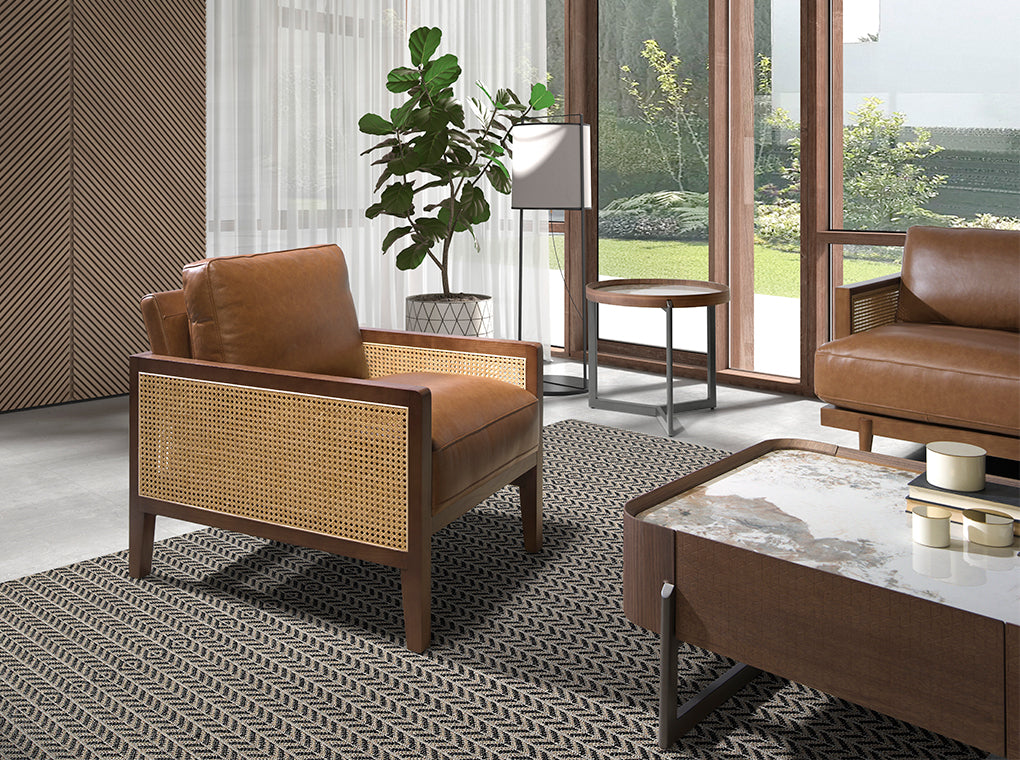 Sillón de piel marrón con diseño moderno Angel Cerdá