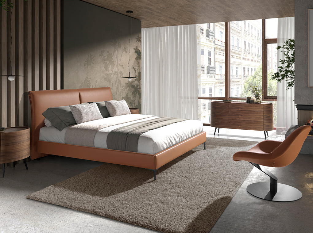 Silla giratoria de piel ecológica marrón Angel Cerdá