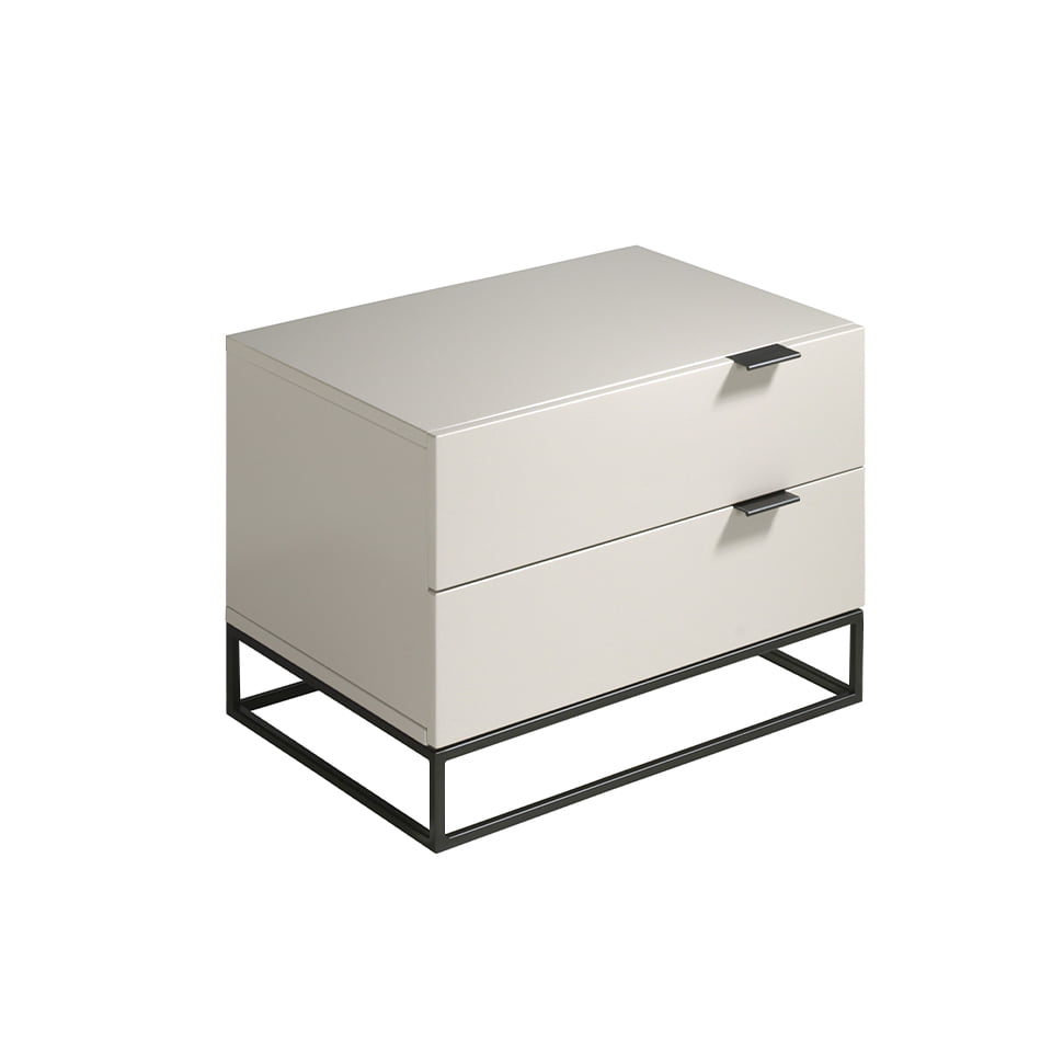 Mesa de noche de DM lacado con patas de acero negro Angel Cerdá