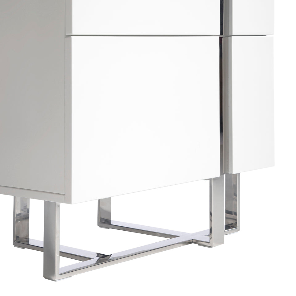 Cómoda blanca de acero cromado con 5 cajones de Angel Cerdá