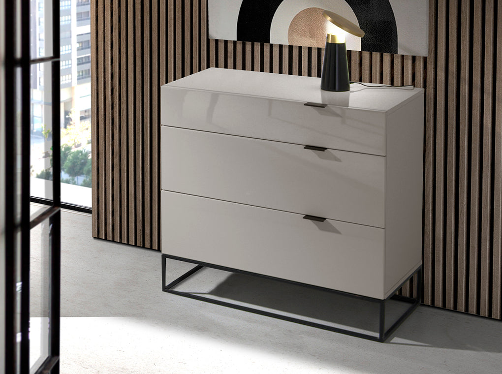 Mesa de noche negra de DM con estructura de acero Angel Cerdá