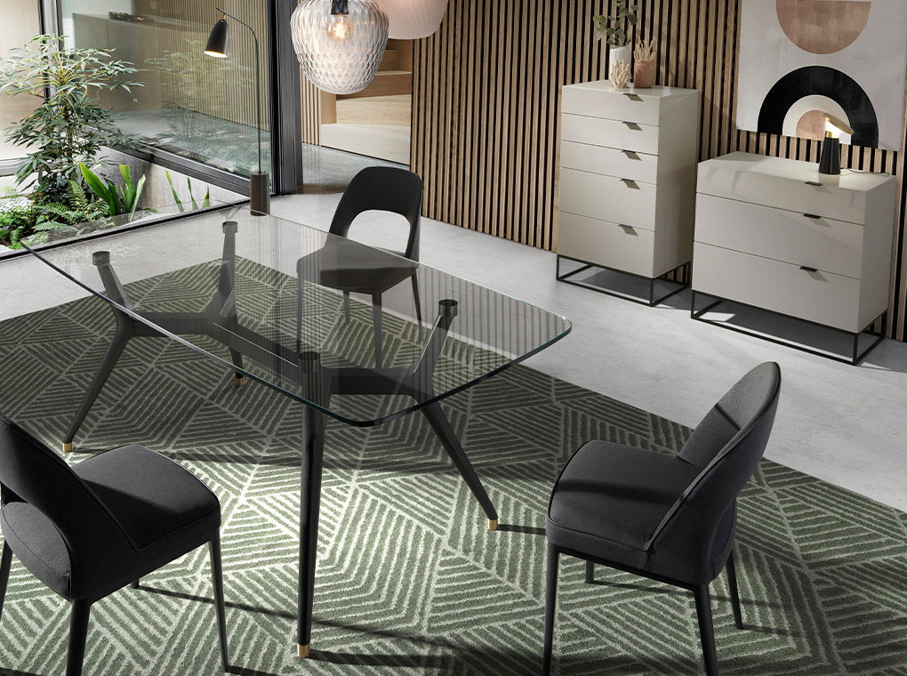 Mesa de noche negra de DM con estructura de acero Angel Cerdá