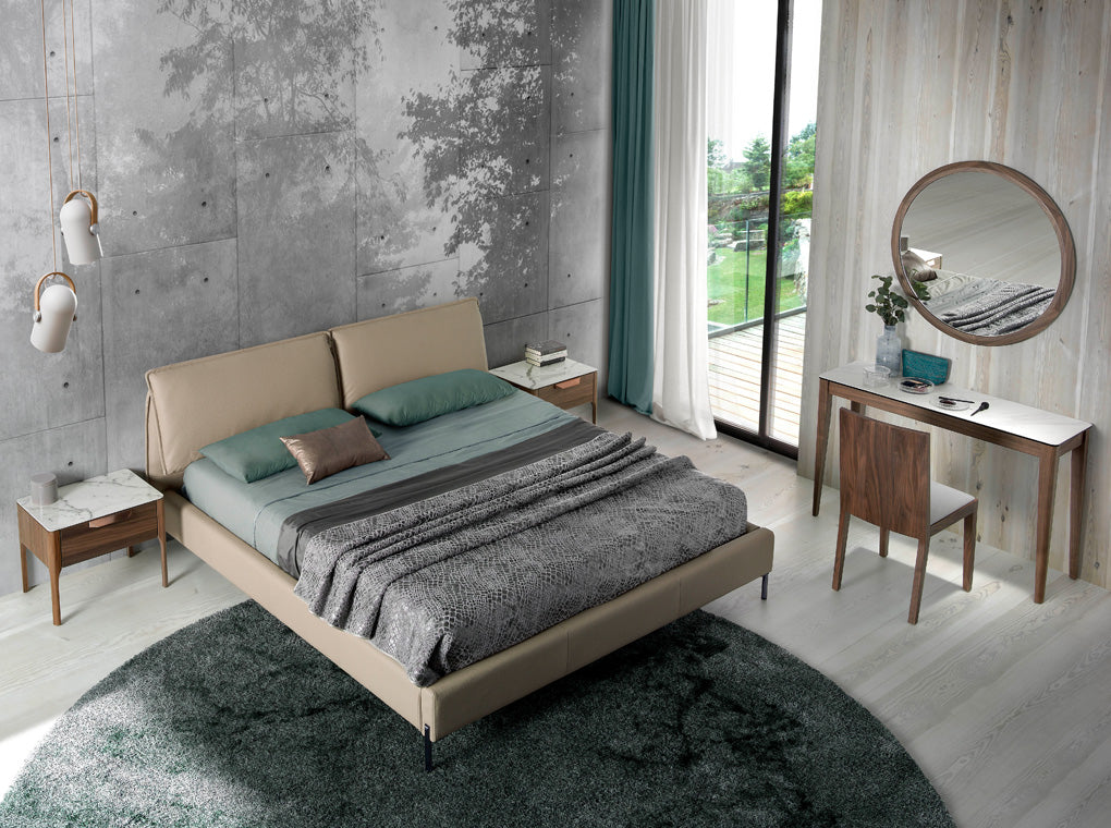 Mesa de noche de Nogal y Fibra de Vidrio con efecto de Mármol Angel Cerdá