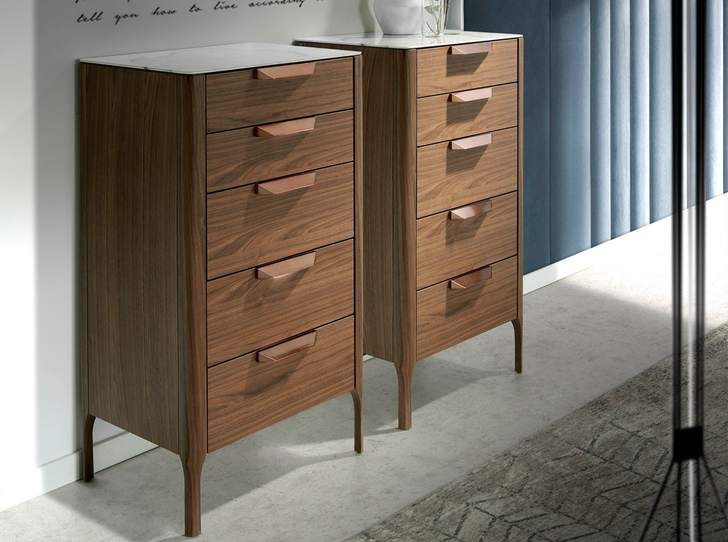 Cómoda de Nogal y Cristal con Imitación de Mármol Angel Cerdá