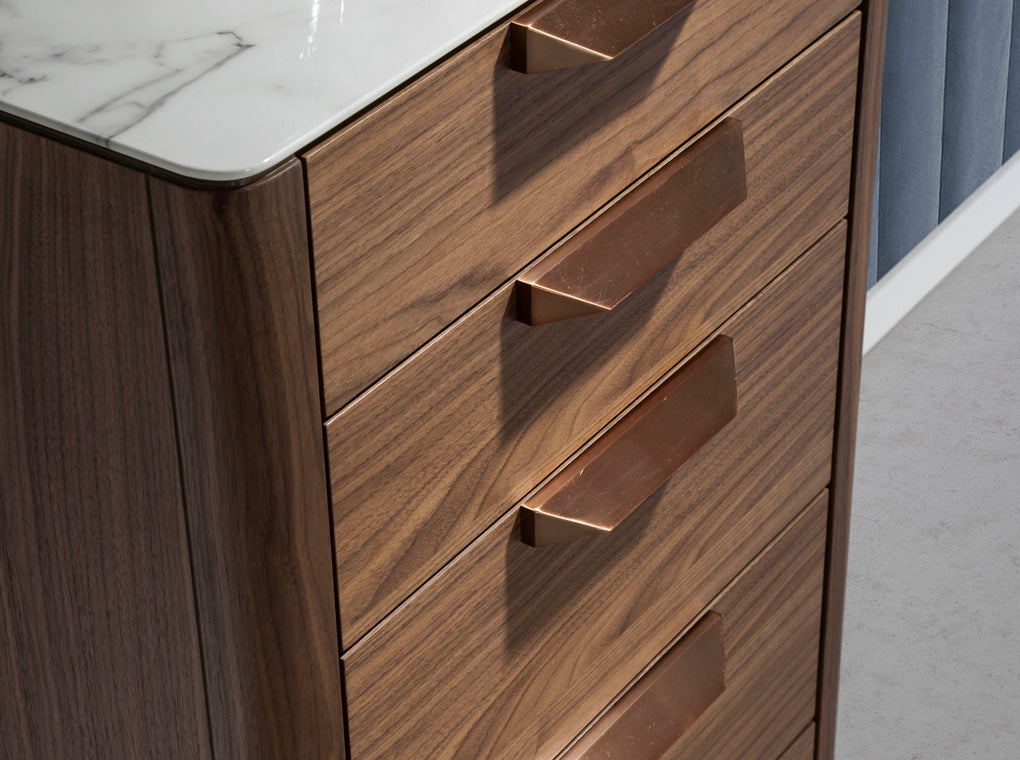 Cómoda de Nogal y Cristal con Imitación de Mármol Angel Cerdá