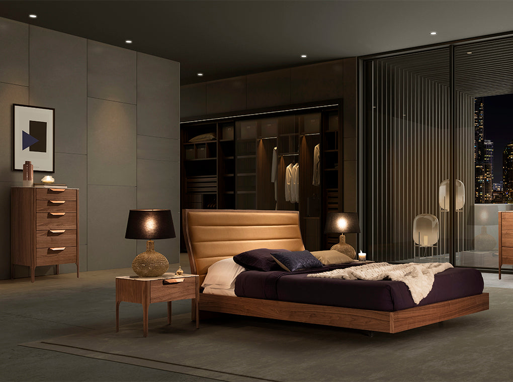 Cómoda de Nogal y Cristal con Imitación de Mármol Angel Cerdá