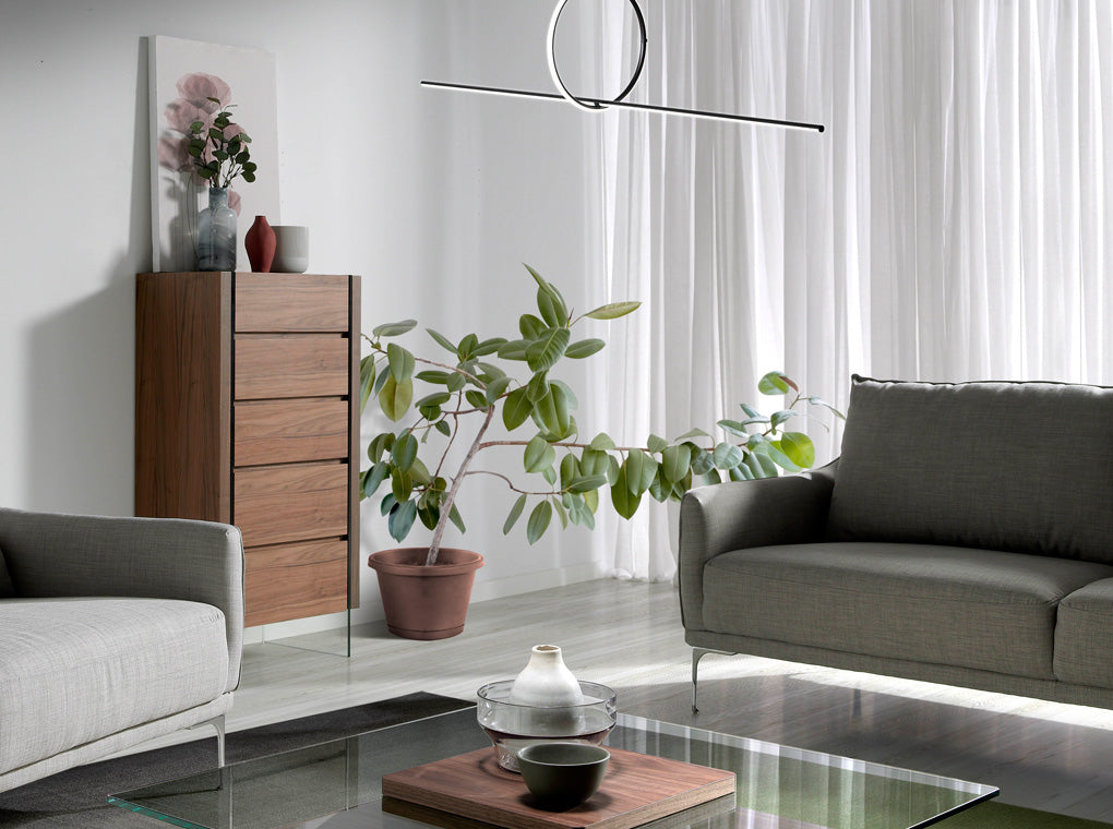 Cómoda de Nogal y Cristal con 5 cajones de Angel Cerdá