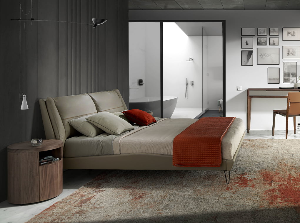 Mesa de noche redonda de nogal con cajón suave Angel Cerdá