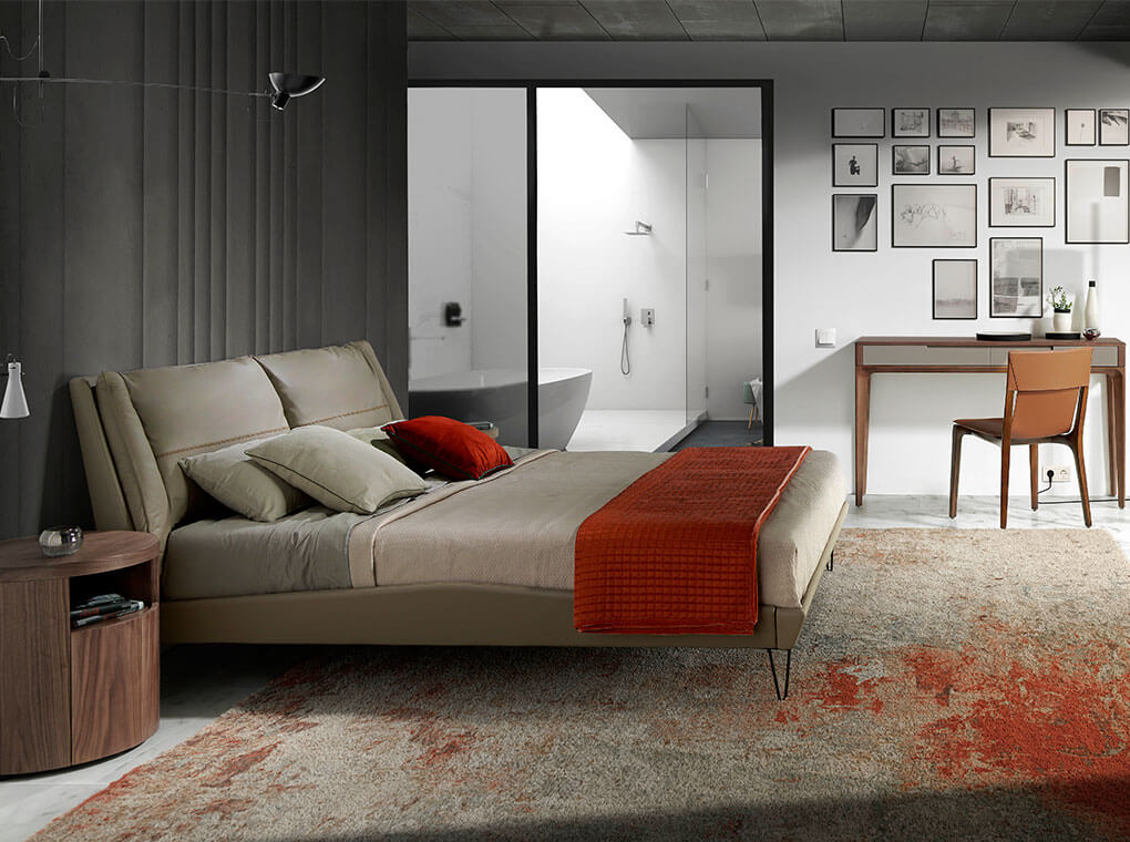 Cama Doble Tapizado en Cuero Ecológico Angel Cerdá.