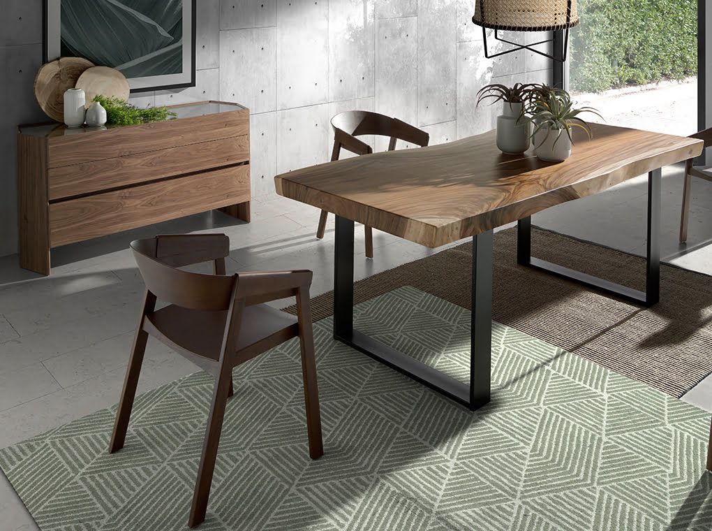 Cómoda hexagonal de madera de nogal con tapa de vidrio Angel Cerdá