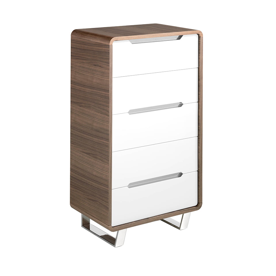 Cómoda de Nogal y Blanco con 5 cajones de Angel Cerdá