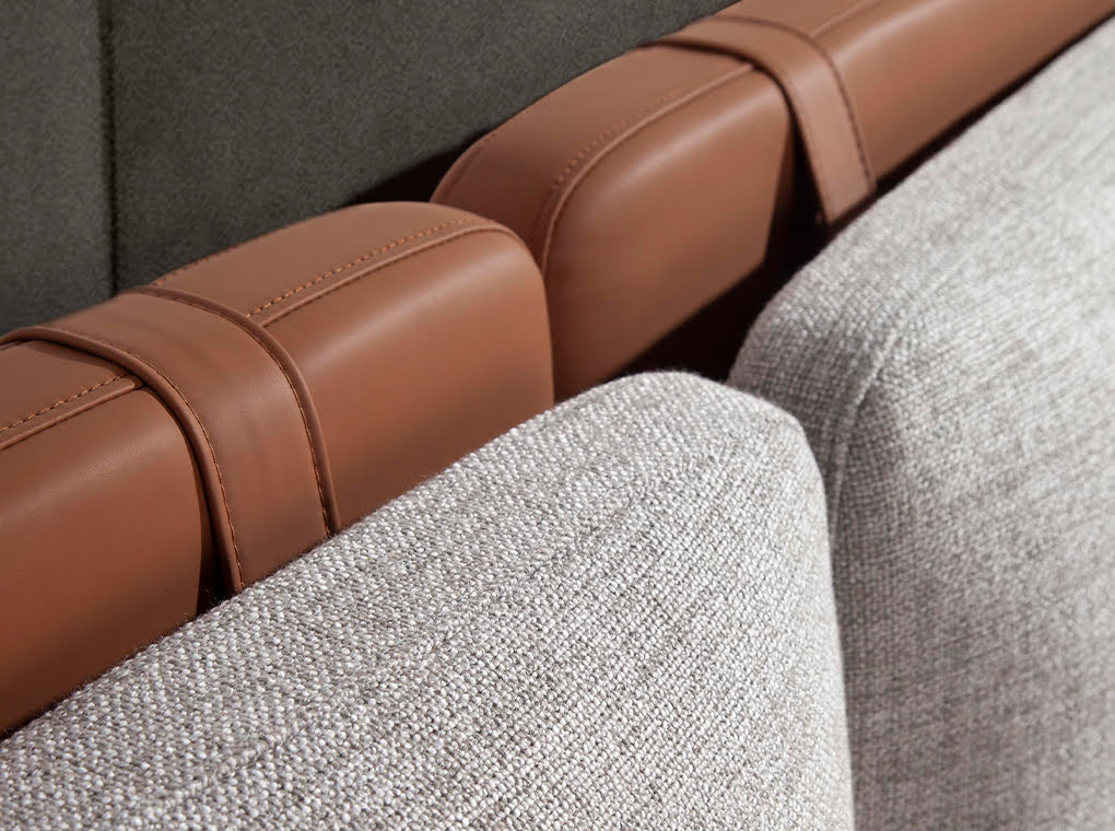 Cama tapizada con tela y eco-cuero Angel Cerdá