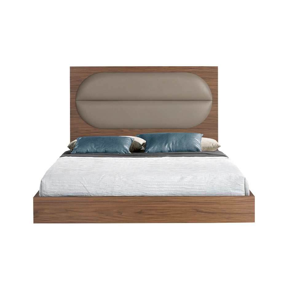 Cama doble de eco-cuero Nogal y Mink Angel Cerdá