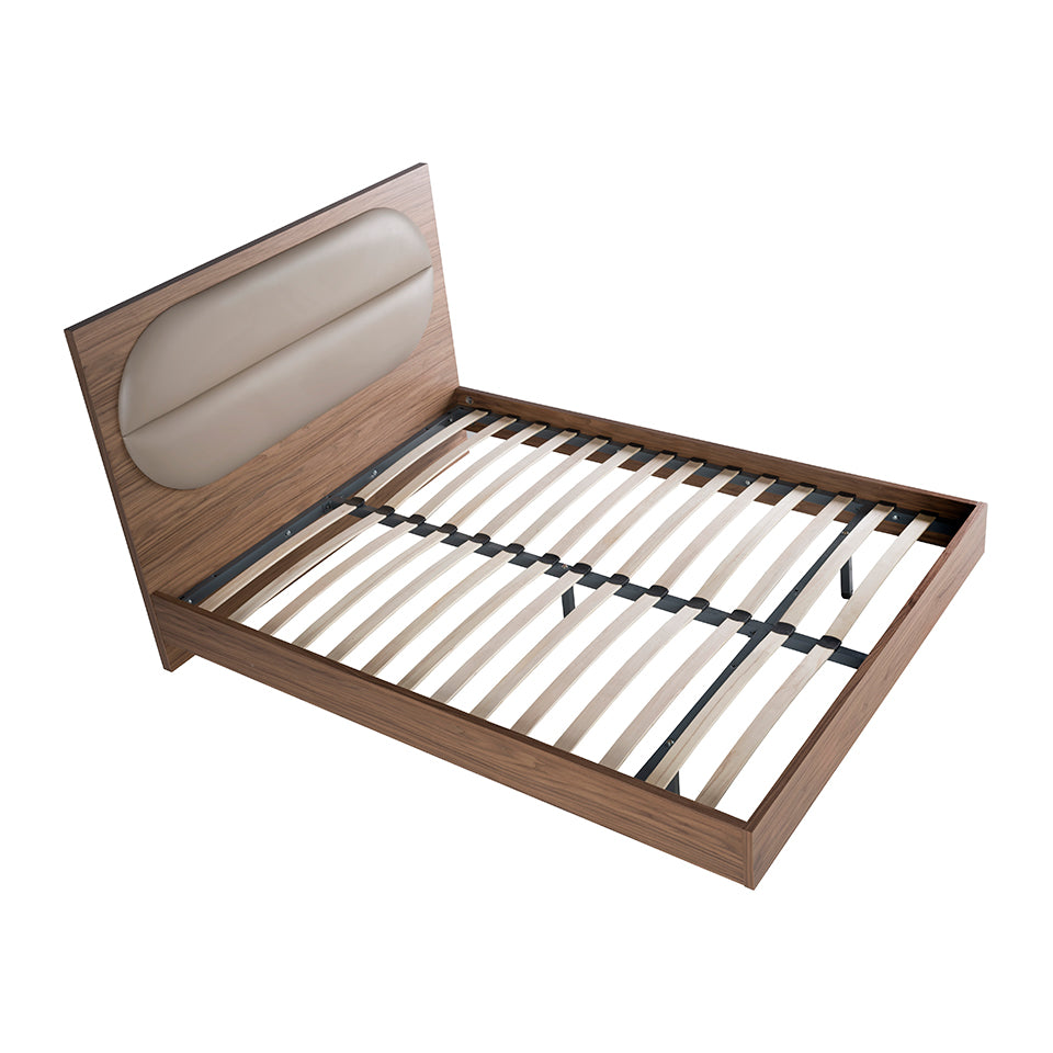 Cama doble de eco-cuero Nogal y Mink Angel Cerdá