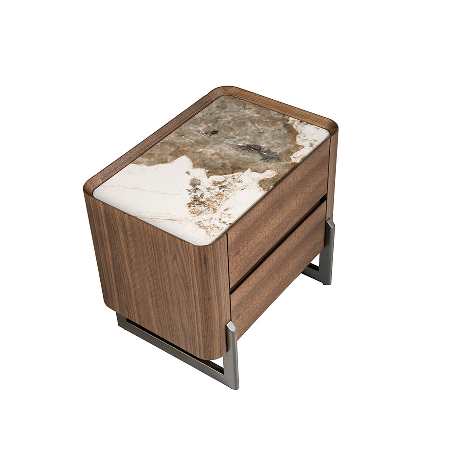 Mesa de noche de roble con soporte metálico Angel Cerdá