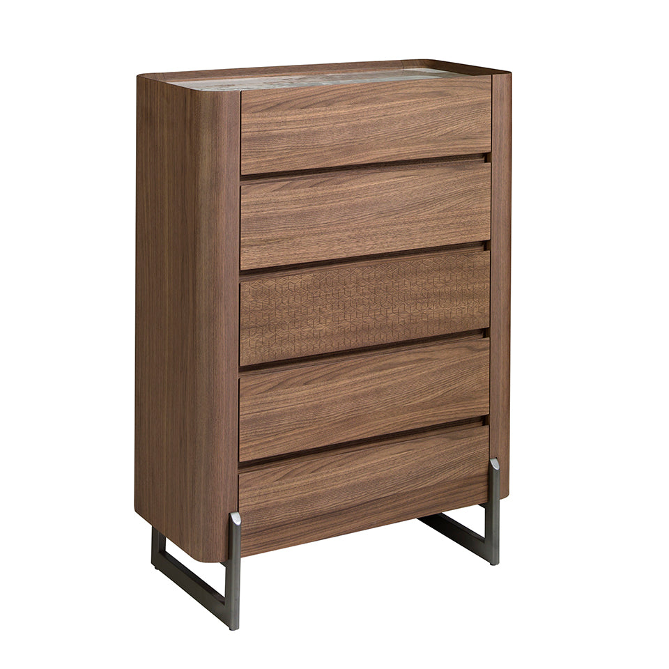 Cómoda de Nogal y Acero Oscuro con Tablero de Mármol Angel Cerdá