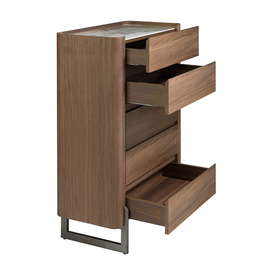 Cómoda de Nogal y Acero Oscuro con Tablero de Mármol Angel Cerdá