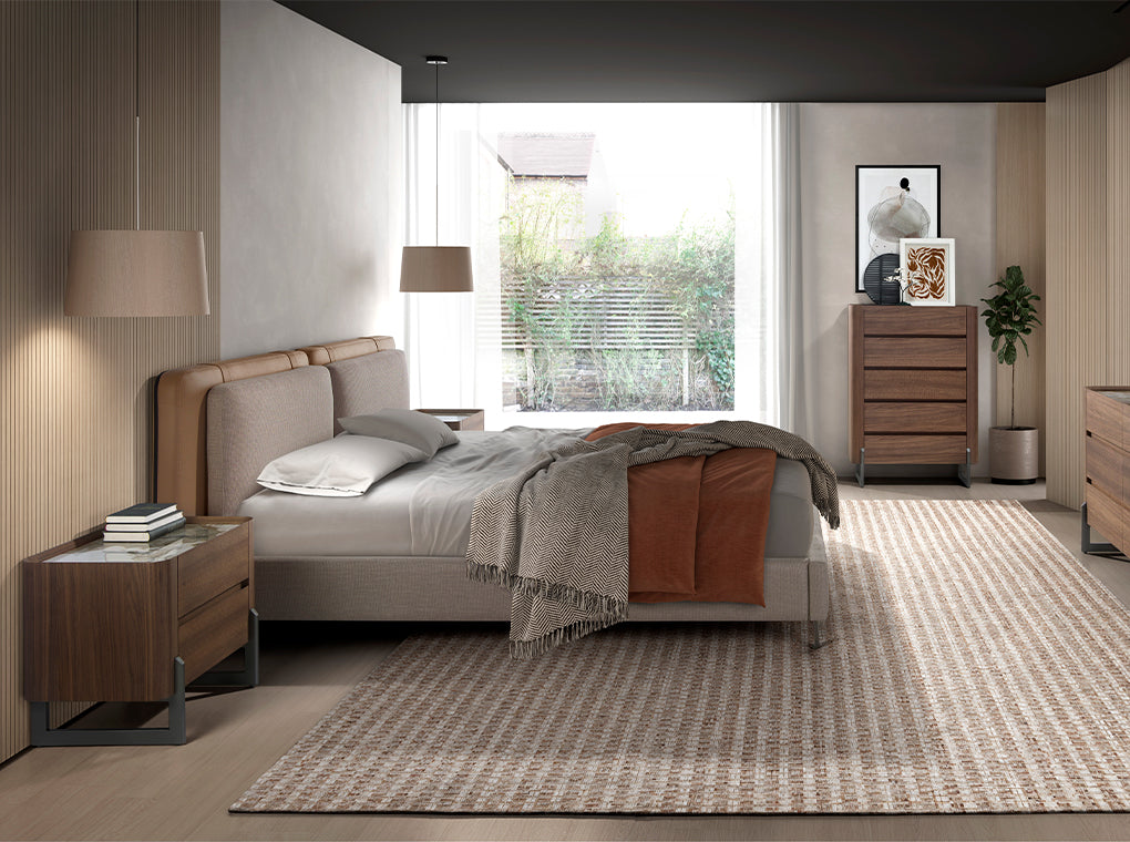 Cómoda de Nogal y Acero Oscuro con Tablero de Mármol Angel Cerdá