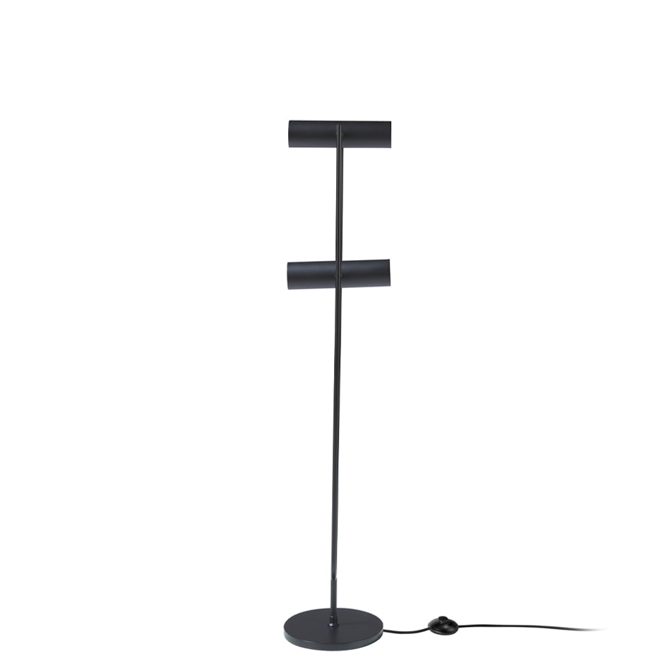 Lámpara de acero dorado y negro con dos focos ajustables