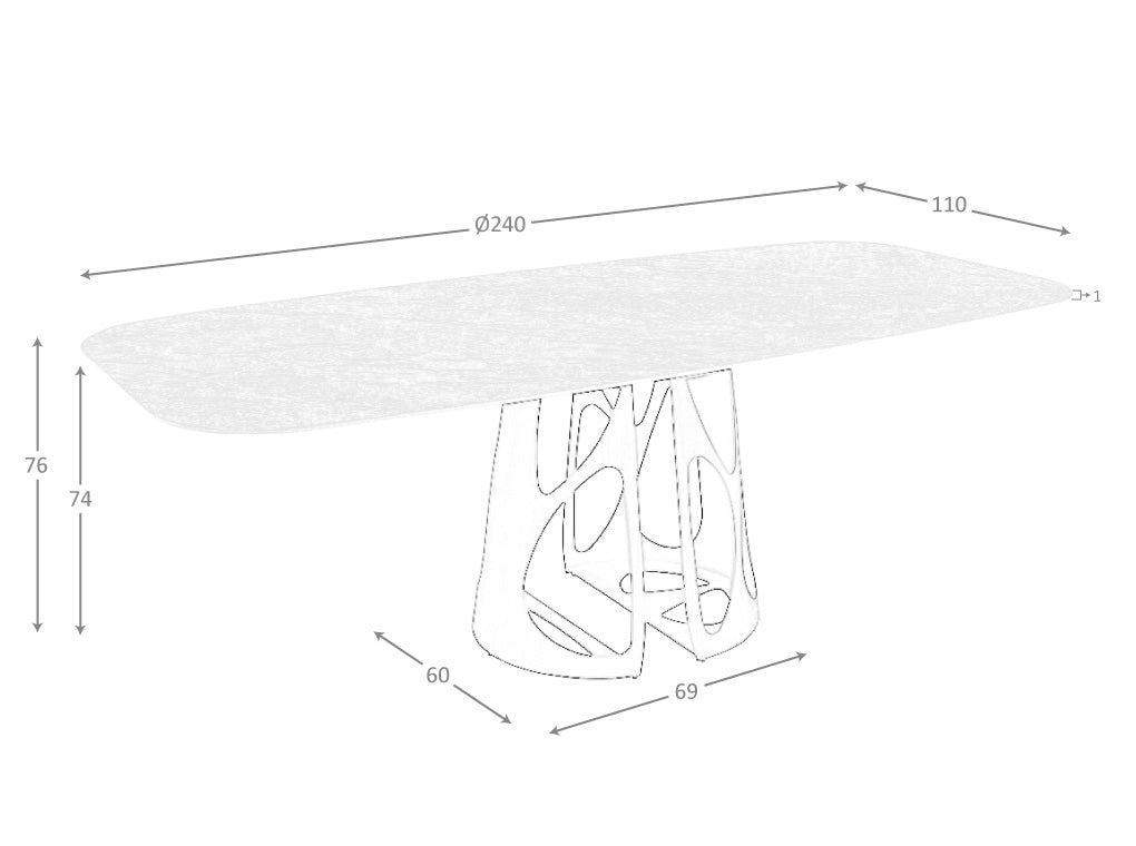 Mesa de comedor de roble con soporte metálico de Angel Cerdá.