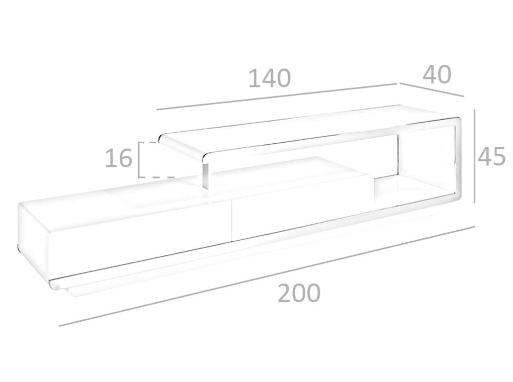 Cómoda de TV blanca y de acero con espacio de almacenamiento Angel Cerdá