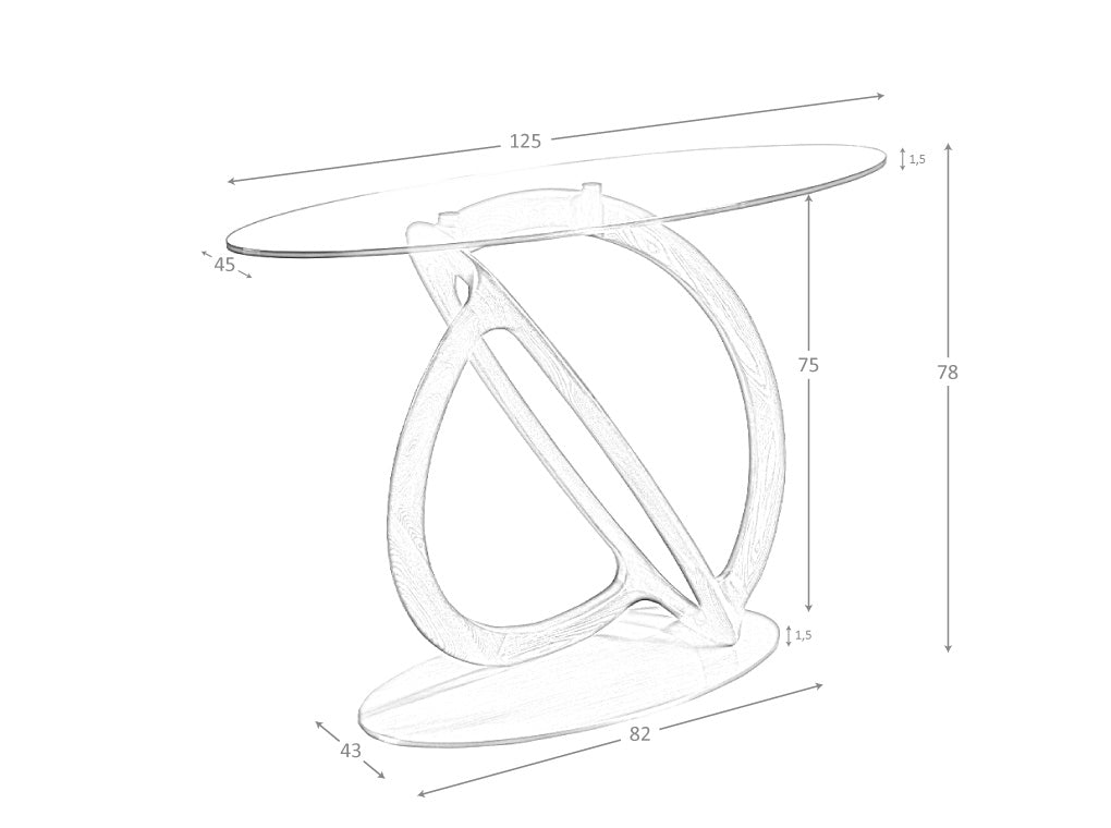 Consola Ovalada de Vidrio Templado y Nogal Angel Cerdá