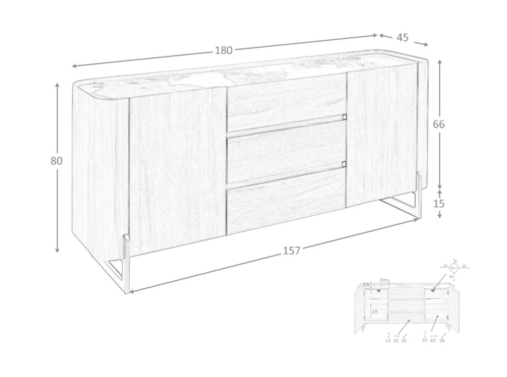 Cómoda de Nogal con encimera de Mármol Porcelanizado Angel Cerdá