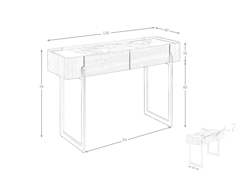 Consola de Roble con Soporte Metálico Angel Cerdá