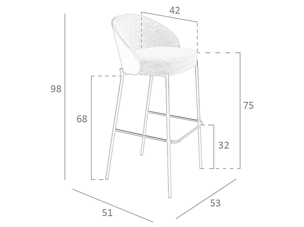 Taburete moderno gris con patas negras | Luxet.es