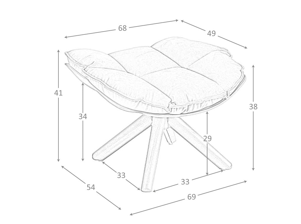Taburete de terciopelo marrón con patas de madera de nogal de Angel Cerdá.