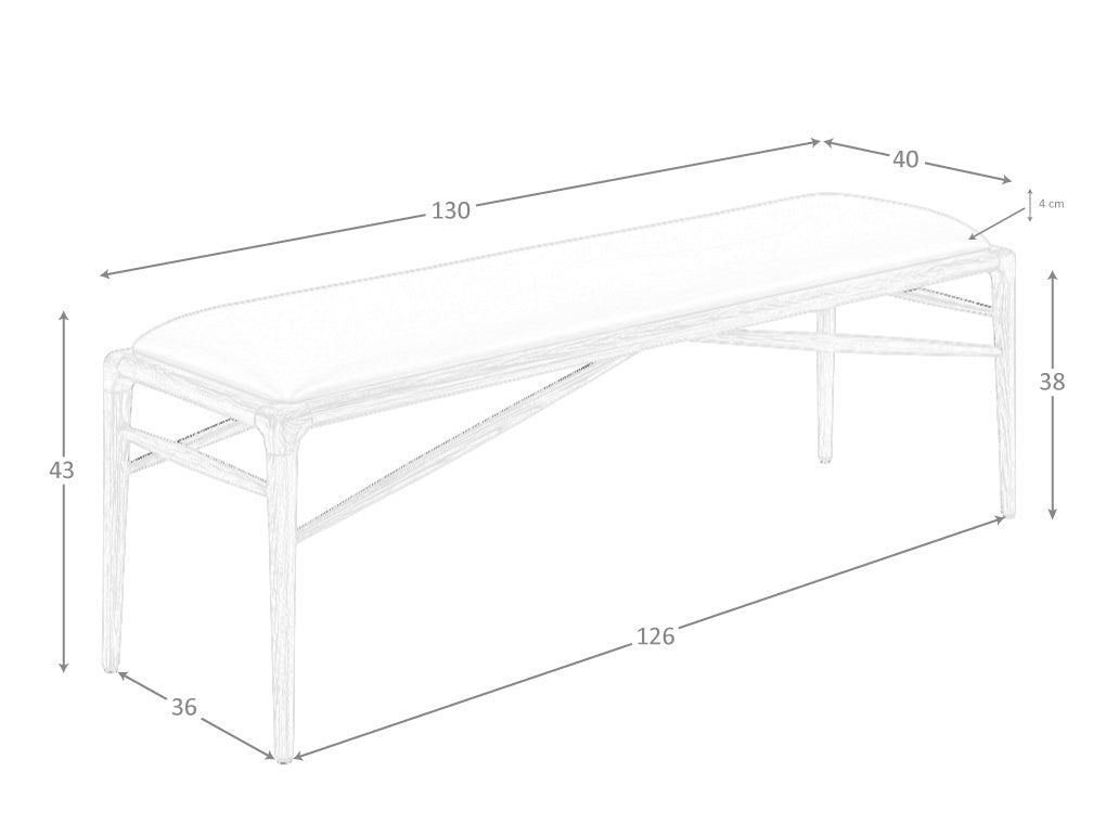 Banco de cuero marrón con patas de madera de nogal de Angel Cerdá