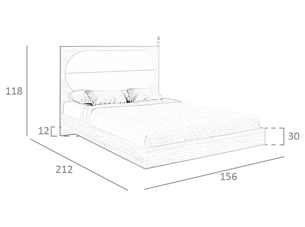 Cama doble de eco-cuero Nogal y Mink Angel Cerdá
