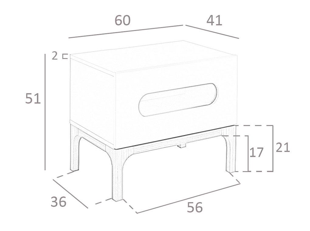 Mesa de noche de MDF gris y nogal con iluminación interior Angel Cerdá