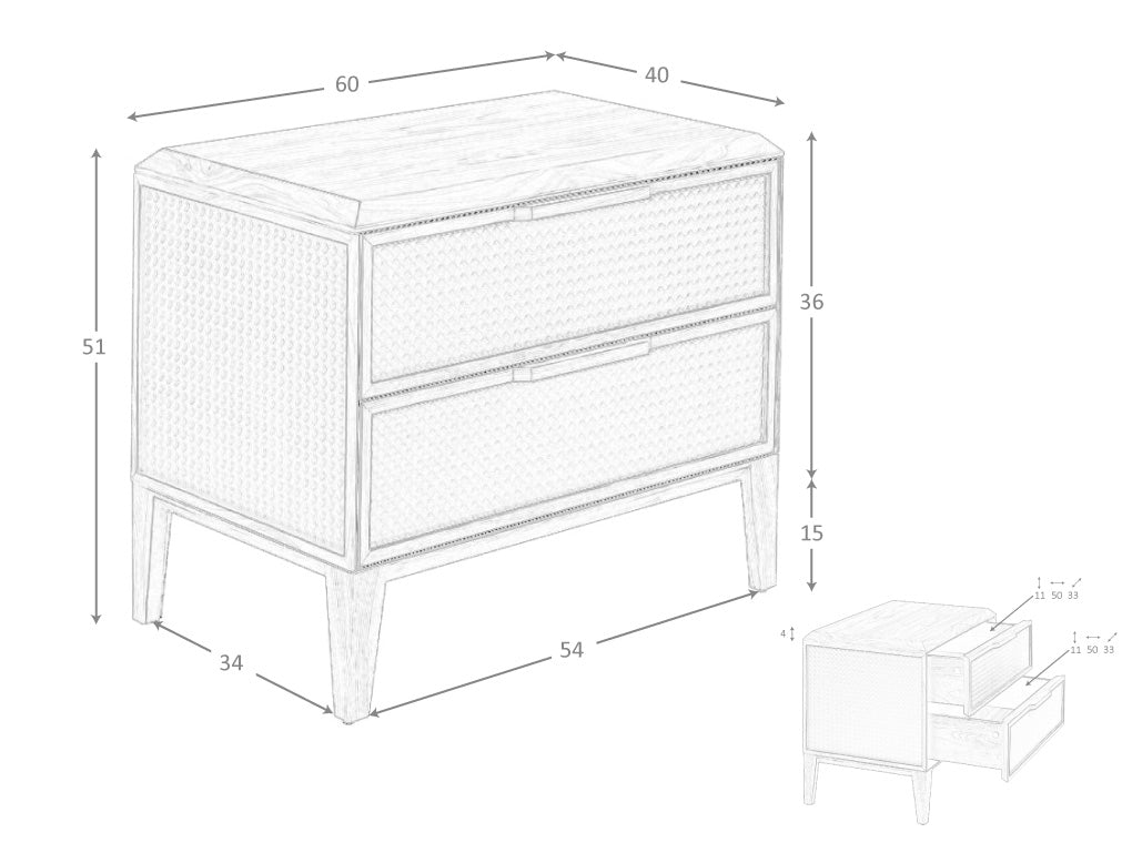 Mesa de noche de PVC verde oscuro y nogal