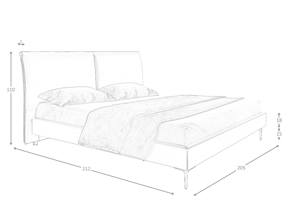 Cama de piel ecológica marrón con estructura de acero inoxidable Angel Cerdá